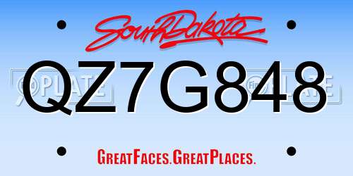 QZ7G848 South Dakota License Plate