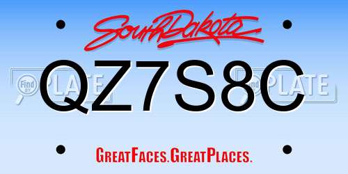 QZ7S8C South Dakota License Plate