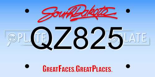 QZ825 South Dakota License Plate