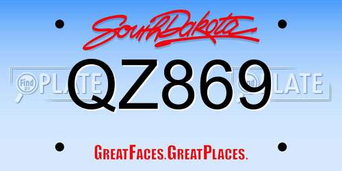 QZ869 South Dakota License Plate