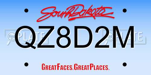QZ8D2M South Dakota License Plate