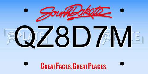 QZ8D7M South Dakota License Plate