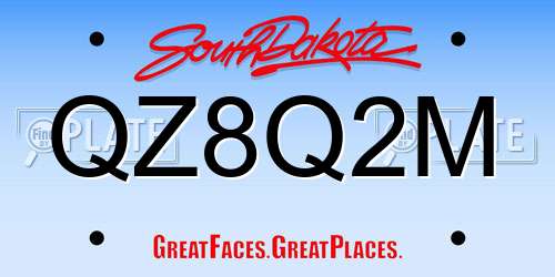 QZ8Q2M South Dakota License Plate
