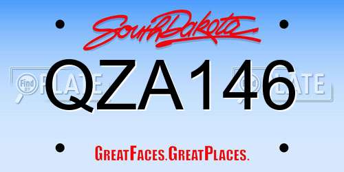 QZA146 South Dakota License Plate