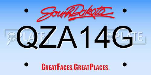 QZA14G South Dakota License Plate