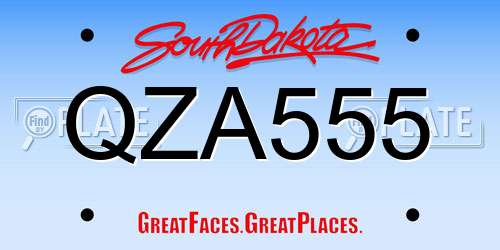 QZA555 South Dakota License Plate