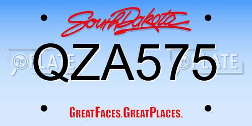QZA575 South Dakota License Plate
