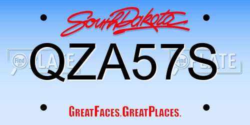 QZA57S South Dakota License Plate