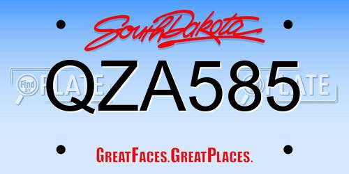 QZA585 South Dakota License Plate