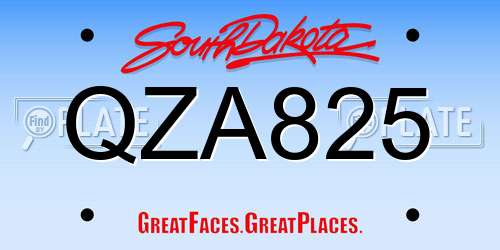QZA825 South Dakota License Plate