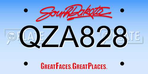 QZA828 South Dakota License Plate