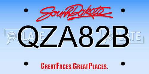 QZA82B South Dakota License Plate