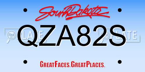 QZA82S South Dakota License Plate