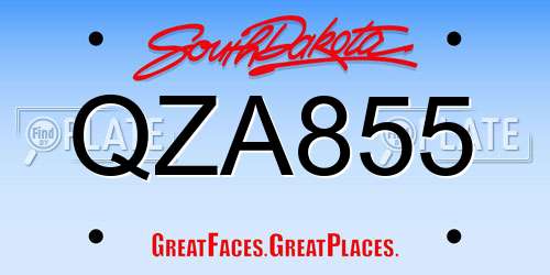 QZA855 South Dakota License Plate