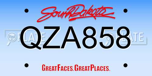 QZA858 South Dakota License Plate