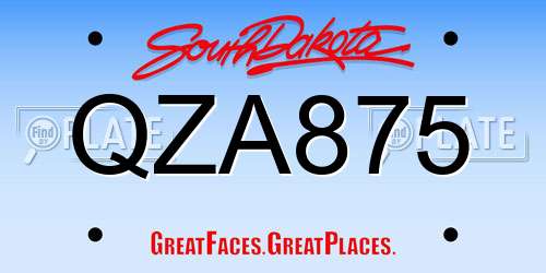 QZA875 South Dakota License Plate