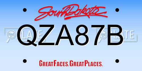 QZA87B South Dakota License Plate