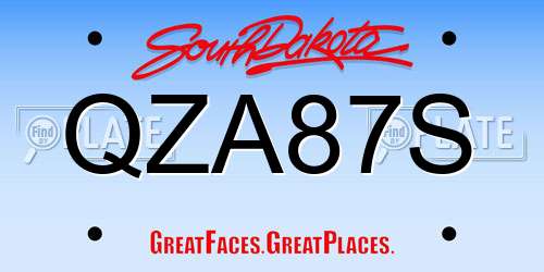 QZA87S South Dakota License Plate