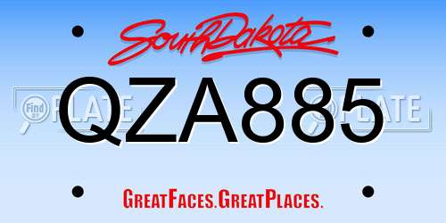 QZA885 South Dakota License Plate