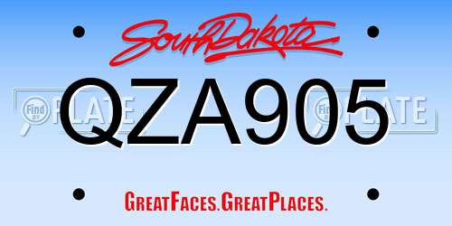 QZA905 South Dakota License Plate