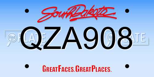 QZA908 South Dakota License Plate