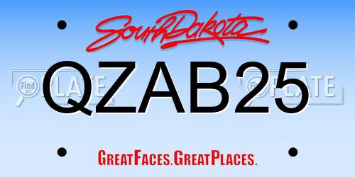 QZAB25 South Dakota License Plate