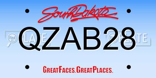 QZAB28 South Dakota License Plate