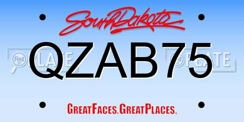 QZAB75 South Dakota License Plate