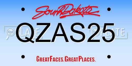 QZAS25 South Dakota License Plate