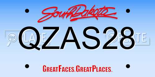 QZAS28 South Dakota License Plate
