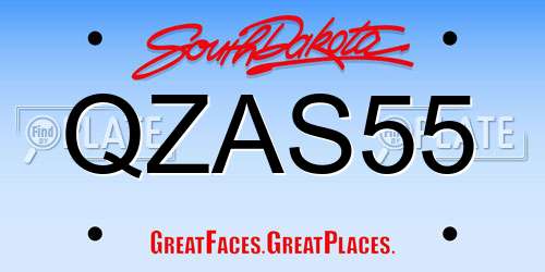 QZAS55 South Dakota License Plate