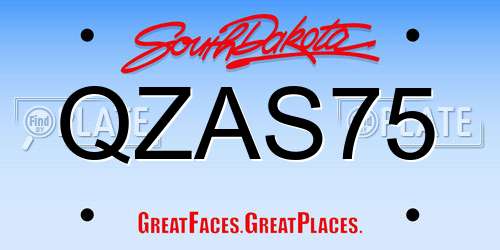 QZAS75 South Dakota License Plate
