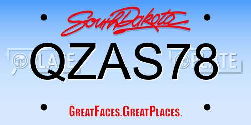 QZAS78 South Dakota License Plate