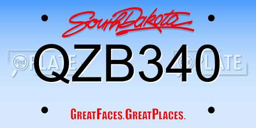 QZB340 South Dakota License Plate