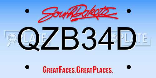 QZB34D South Dakota License Plate