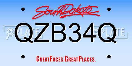 QZB34Q South Dakota License Plate