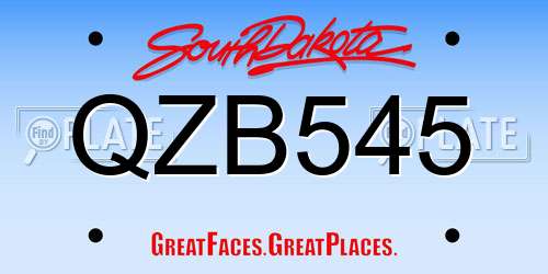 QZB545 South Dakota License Plate