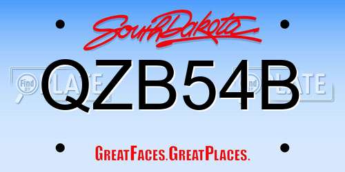 QZB54B South Dakota License Plate