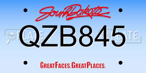 QZB845 South Dakota License Plate
