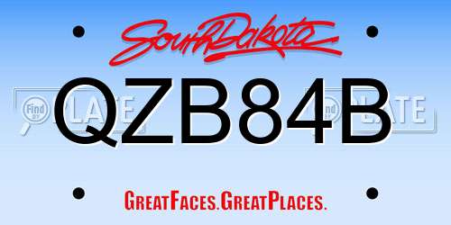 QZB84B South Dakota License Plate