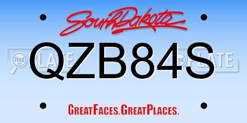 QZB84S South Dakota License Plate