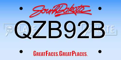 QZB92B South Dakota License Plate