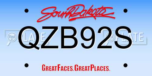 QZB92S South Dakota License Plate