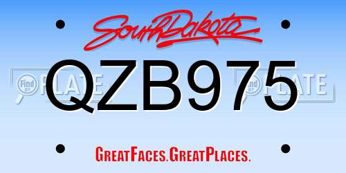 QZB975 South Dakota License Plate