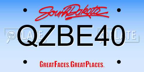 QZBE40 South Dakota License Plate