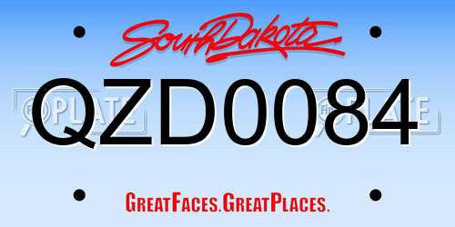 QZD0084 South Dakota License Plate