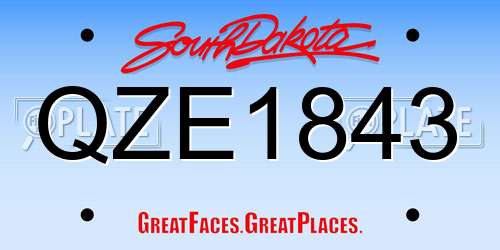QZE1843 South Dakota License Plate