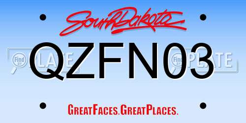 QZFN03 South Dakota License Plate