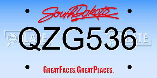 QZG536 South Dakota License Plate