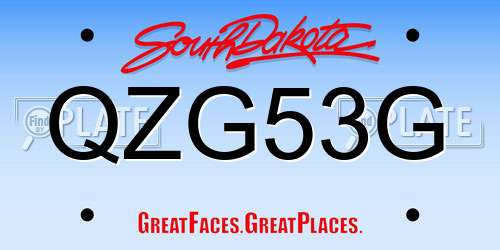 QZG53G South Dakota License Plate